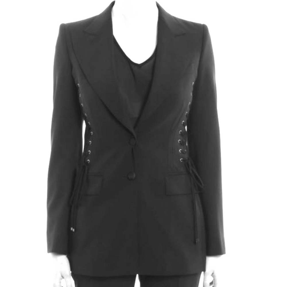 Dolce and Gabanna Corset Lace Detail Wool Blazer